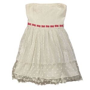 Hollister Y2K White Lace Babydoll Strapless Dress Size S Coquette Angelcore